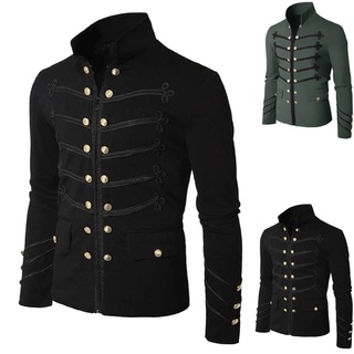 [ufas] chaqueta de abrigo para hombre gótico bordado botón abrigo uniforme traje praty outwear
