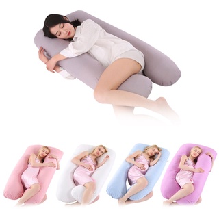 Funda de algodón completa en forma de U almohada de maternidad mujeres embarazadas ropa de cama lateral (1)