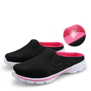 Sweetc Kasut Perempuan más tamaño (35-42) zapatillas cómodas de suela suave de las mujeres plana ligera antideslizante mulas zapatos de caminar
