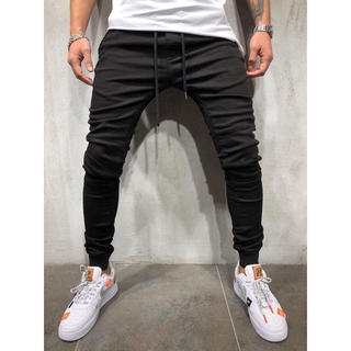 Denim Joggers hombres pantalones vaqueros Streetwear Hip Hop Skinny Jeans hombres elástico negro hombres Jeans pantalones largos (4)