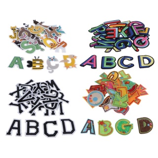 26pcs dibujos animados alfabeto bordado parche apliques ropa insignia de tela pegatina (9)