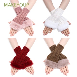 Makeyoup guantes de pantalla táctil suave para invierno con piel sintética sin Dedos guantes cálidos/multicolores