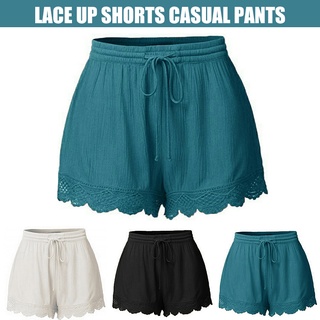 pantalones cortos de encaje para mujer para verano playa vacaciones cómodo suelto salón pantalones cortos con cordón