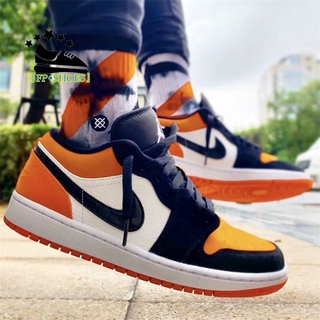 『fp•shoes』 nike air jordan 1 aj1 bajo top zapatos de los hombres unisex zapatos de deporte negro naranja zapatos de baloncesto kasut papan bola keranjang kasual