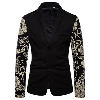 [gcei] para hombre casual vintage impreso étnico vestido floral traje slim fit chaqueta blazer (1)