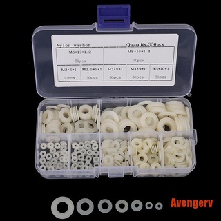 AVENG 350 nylon junta plana arandelas de plástico en caja M2/M2.5/M3/M4/M5/M6/M8