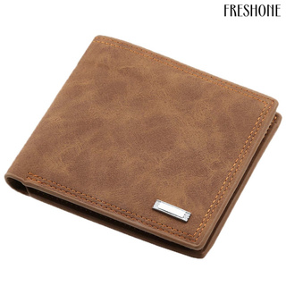 freshone - cartera de cuero sintético para hombre, diseño de múltiples ranuras, cartera corta, monedero para tarjetas de crédito (8)