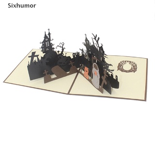 [sixhumor] tarjeta postal de halloween 3d ghost/tarjeta de felicitación de calabaza/tarjeta de felicitación para niños co