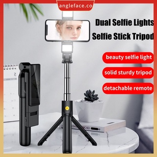 trípode monopie extensible con doble luz de relleno selfie palo para teléfonos móviles bluetooth obturador remoto angleface