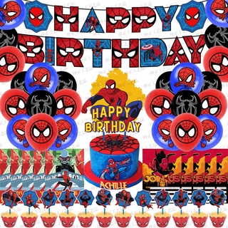 Marvel los vengadores superhéroe Spiderman tema fiesta conjunto niño bebé fiesta de cumpleaños necesidades bandera globo fiesta suministros