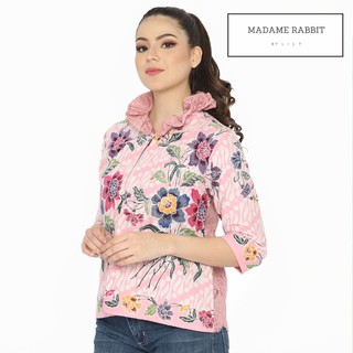 Madame conejo/mujer ropa de trabajo Batik Blazer hecho a mano escrito rosa flor/Batik Blazer/ Blazer moderno (2)