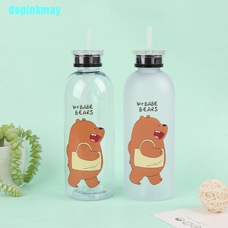 dopinkmay 1000ml oso patrón botella de plástico transparente de dibujos animados botellas de agua esmerilada okmn (8)