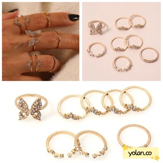 yolan 8 unids/set joyería mariposa anillos conjunto de compromiso circonita boho anillos boda fiesta moda regalos geométricos mujeres anillo de dedo