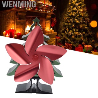 Wenming Home Fireplace Fan Christmas Tree Shape 5 Blades Heat Powered Stove JY (4)