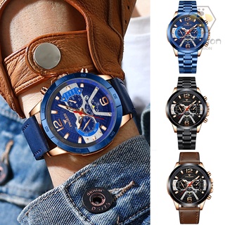 Reloj de cuarzo de los hombres con correa de acero blanco 6 agujas 30m profundo impermeable moda reloj deportivo regalos para hombres