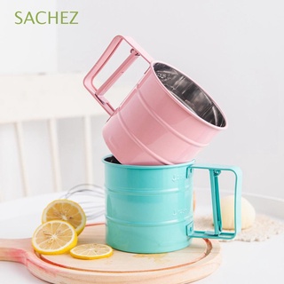 SACHEZ High Quality Flour Sieve Operated Powder Strainer Flour Sifter Icing Sugar Sifter Fine Kitchen Cooking Stainless Steel Mesh Kitchen Utensil Baking Tools Pastry Tool/Multicolor