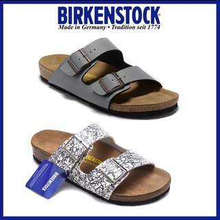 Birkenstock Hombres/Mujeres Clásico Corcho Zapatillas De Playa Casual Zapatos Arizona Serie Gris/Splash Tinta 35-46 (1)