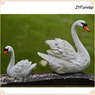 2 x mini escultura de cisne realista estatua de cisne para adornos del hogar decoración de patio