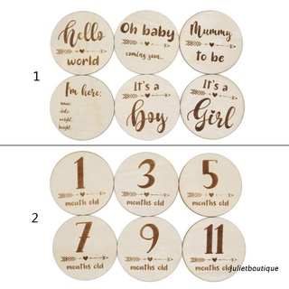 jul: 6 tarjetas hechas a mano para bebé, diseño de números vintage, madera grabada, regalo de baño, fotografía recién nacido, juego de accesorios