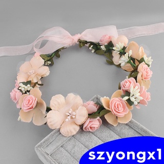 ¡Mejor venta! Boho niñas Floral corona flor diadema guirnalda de pelo boda tocado blanco (1)