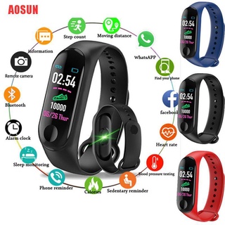 AOSUN Smart Band reloj pulsera pulsera Fitness Tracker presión arterial frecuencia cardíaca M3