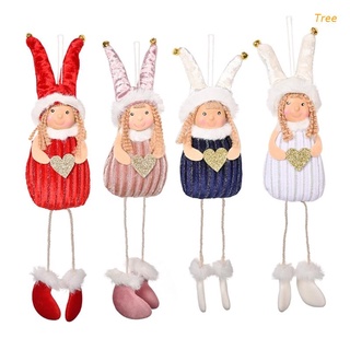 4 piezas de muñeca de navidad colgante de ángel lindo corazón etiquetas de felpa muñecas de navidad árbol adornos para fiesta de vacaciones decoración de jardín