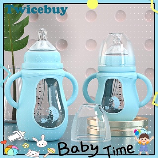 Twicebuy - botella de vidrio para bebé (150 ml, 240 ml, a prueba de caídas, con paja)