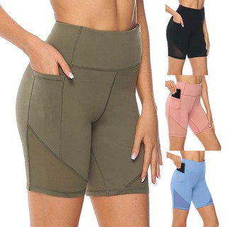 pantalones de yoga de cintura alta para mujer/entrenamiento corto de control abdominal/pantalones de yoga para correr