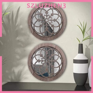 [SmartHome] 2 x espejo decorativo de pared Shabby redondo granero espejos jardín Hotle decoraciones del hogar