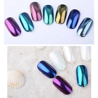 belleza de uñas shell polvo espejo polvo arco iris caramelo color descolorado (6)