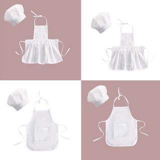 uni bebé niños niñas blanco chef disfraz de cocina sombrero y delantal conjunto cosplay recién nacido fotografía accesorios uniforme cocina hornear pintura desgaste trajes (9)