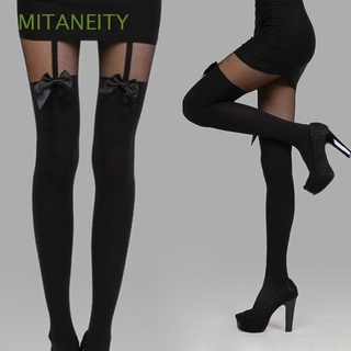 mitaneidad mujeres muslo alto y medias pantimedias botas calcetines tirantes terciopelo negro arco sobre la rodilla