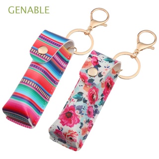 GENABLE Portable Lipstick Cover Party Gifts Balm Holders Lipstick Cases Printing Keyring PU Leather Keychain Decoration Storage Case Lip Rouge Sleeve Rouge Box