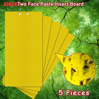 AOSUN - 5 trampas adhesivas amarillas de doble cara para plantas voladoras