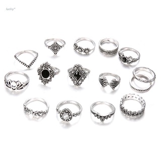 lucky* 15 unids/Set mujeres Vintage aleación hueco Midi articulación anillos de dedo conjunto nudillo anillo joyería regalos para mujeres niñas