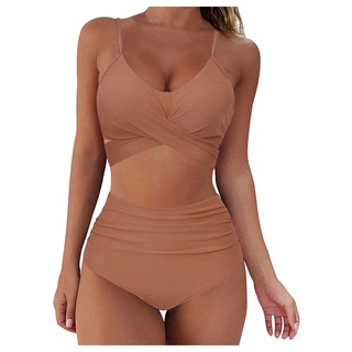*DMGO*=Women Sexy Solid Push Up High Cut Lace Up Halter Bikini Set Two Piece Swimsuit (3)