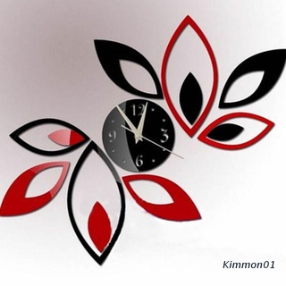 Kim 3d reloj De loto Diy Arte espejo Acrílico adhesivo De pared Tv escenario decoración del hogar