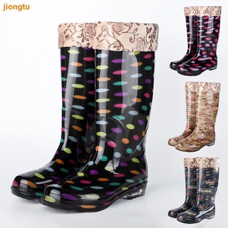 ○ ✁ Alta Parte Superior Antideslizante Zapatos Impermeables Cepillado De Algodón Botas De Lluvia Kit De Goma