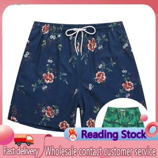 ygy_ verano flor hojas hombres pantalones cortos de secado rápido cordón bolsillo playa natación troncos