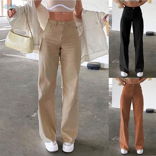 Mujer Retro Y2k Cintura Alta Elástico Jeans Vintage Streetwear 90s Recto Pantalones sunnnyshine.my Ropa De Señoras COD Listo stock