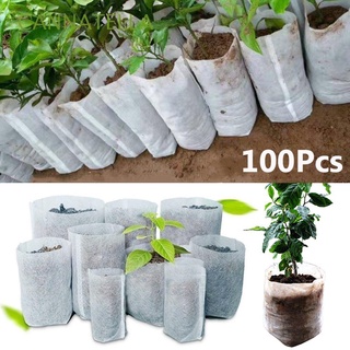 CANNATELLA 100pcs Plants Nursery Bags Organic Nursery Pots Grow Bags Non-woven Eco-friendly Seedling Raising Fabric Planting Vegetable Garden Supplies