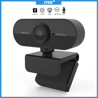 JTKE HD 1080P Webcam Mini WebCam con micrófono Cámaras giratorias USB de enfoque automático para PC Computadora portátil