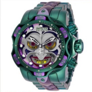 Nuevo reloj de cuarzo Invicta con banda de silicona morada verde para hombre