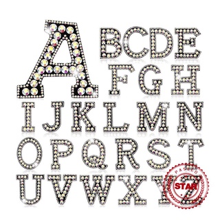 A-Z 1PC English Alphabet Rhinestone Iron On Patches Patch Applique Hot DIY Shoes For Clothing V7T2