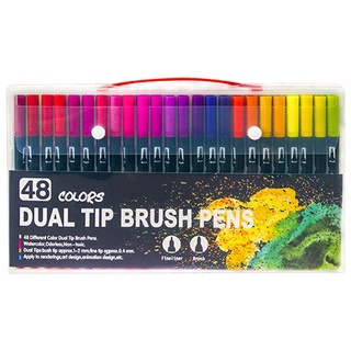 48 colores premium doble punta pincel pluma boceto pintura marcadores para dibujar (8)