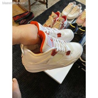[Listo Stock] Air Jordan 4 Retro Metálico Naranja Blanco AJ4 Zapatos De Baloncesto CT8527-118