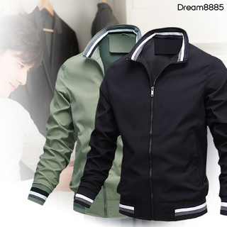 [Dm MJkt] hombres primavera otoño manga larga cremallera Color sólido Outwear Sportwear chaqueta abrigo