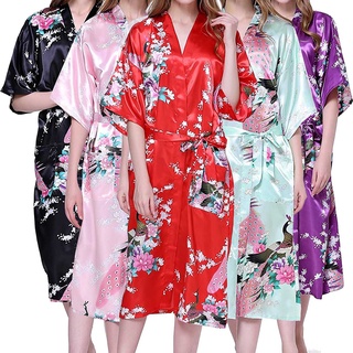 Batas De Baño De Pavo Real Kimono Largo Bata Japonesa Vestido_maquillajes.co