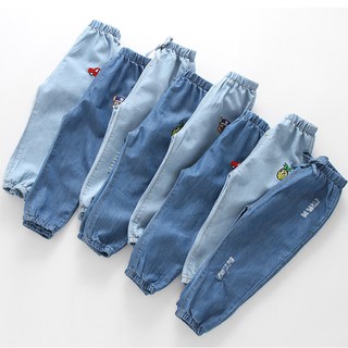 Price1-6t niños niños niña agujero Denim pantalones largos cintura elástica Jeans