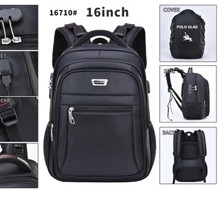 ♛ Polo GLAD mochila escolar 16 inc Original mochila hombres mujeres llave cerradura libre puerto USB Lapto bolsa